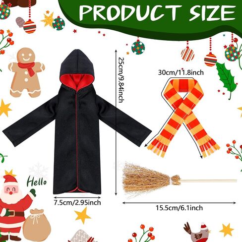 Libima 6 Pcs Christmas Doll Clothes Accessories Halloween Wizard Clothes Wizard Robe and Broom Doll Costume in Saudi Arabia