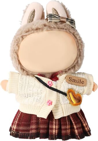 17cm Doll Clothes Set, Adorable Stylish Outfits JK Suit with Handcrafted Shirt Crochet Sweater Dress Practical Accessories for 17 Cm Doll Display in Saudi Arabia