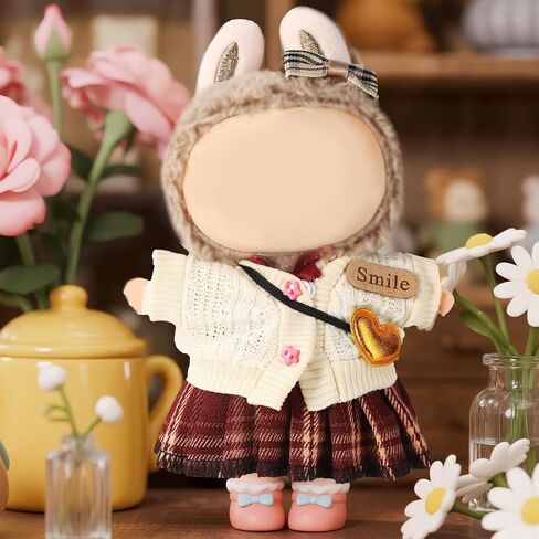 17cm Doll Clothes Set, Adorable Stylish Outfits JK Suit with Handcrafted Shirt Crochet Sweater Dress Practical Accessories for 17 Cm Doll Display in Saudi Arabia