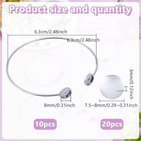 10 Sets Bendable Bezel Bracelet Bangle Base Blanks Stainless Steel Bracelets Cabochon Setting Tray Bracelets Round Blank Base Bracelet for DIY Jewelry Making in Saudi Arabia