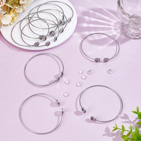 10 Sets Bendable Bezel Bracelet Bangle Base Blanks Stainless Steel Bracelets Cabochon Setting Tray Bracelets Round Blank Base Bracelet for DIY Jewelry Making in Saudi Arabia