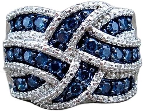 Ciufewek Retro Classic Women S925 Sterling Silver Engging Ring Luxury الياقوت متعدد الطبقات عبر خاتم الماس الكاملين الأنيقة حفلة الكوكتيل الحزب CZ CZ 7 in Kuwait