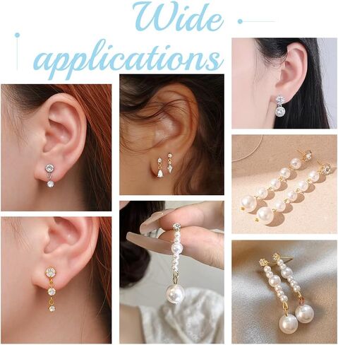 arricraft 40 Pcs 2 Colors Stainless Steel Rhinestone Earrings Studs, Metal Zircon Studs Flat Round Diamond Earrings Accessories with Horizontal Ring for DIY Drop Tassel Jewelry Making Kit in Saudi Arabia