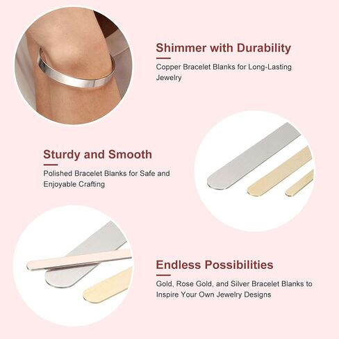 uxcell 6Pcs Bracelet Blanks, 5/8 x 6inch Cuff Bangle Blanks Copper for DIY Jewelry Making(Gold, 1mm Thick) in Saudi Arabia