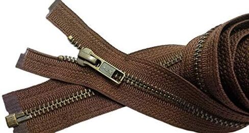 ykk®- سترة السوستة 5 الأسنان النحاسية العتيقة- تفصل الأسنان المعدنية لختم Crafter الخاص بني بني #568 مصنوع في الولايات المتحدة الأمريكية- الطول (طول 25 بوصة) in Saudi Arabia