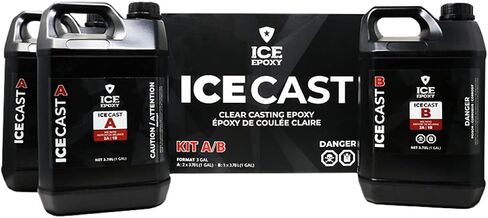 IceCast Deep Resin Epoxy | Crystal Clear | High Gloss Clear Shine | Ideal for 1-4 inches Deep Projects - Deep Pour Epoxy, River Tables & Castings | 2 Part 3 Gallon Resin Kit 2:1 Ratio in Saudi Arabia