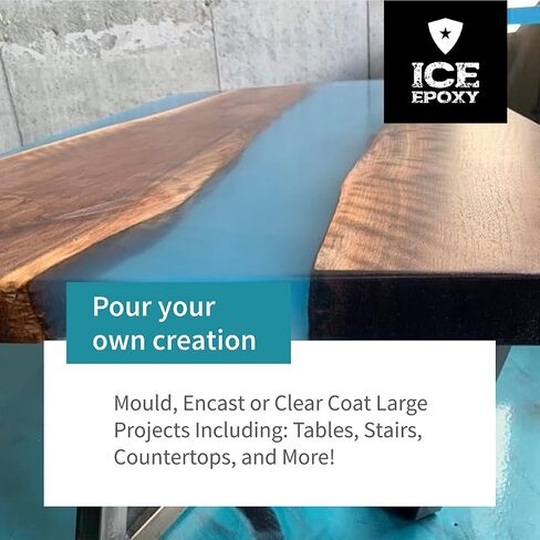 IceCast Deep Resin Epoxy | Crystal Clear | High Gloss Clear Shine | Ideal for 1-4 inches Deep Projects - Deep Pour Epoxy, River Tables & Castings | 2 Part 3 Gallon Resin Kit 2:1 Ratio in Saudi Arabia