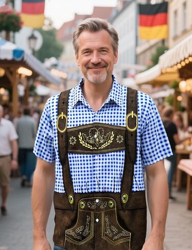 LINOCOUTON Men's Bavarian Oktoberfest Button Down Shirt in Kuwait