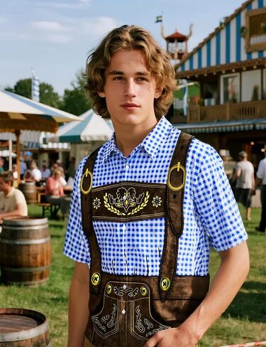 LINOCOUTON Men's Bavarian Oktoberfest Button Down Shirt in Kuwait