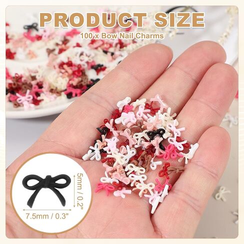 PATIKIL 100Pcs Bow Nail Charms, 0.2" Cute Resin Mini Bows Decorations 3D Nail Bowknot for Birthday Party DIY Crafts Phone Case Jewelry Decoration, Pink in Saudi Arabia