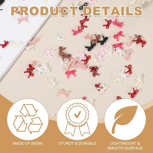 PATIKIL 100Pcs Bow Nail Charms, 0.2" Cute Resin Mini Bows Decorations 3D Nail Bowknot for Birthday Party DIY Crafts Phone Case Jewelry Decoration, Pink in Saudi Arabia