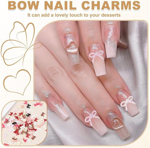 PATIKIL 100Pcs Bow Nail Charms, 0.2" Cute Resin Mini Bows Decorations 3D Nail Bowknot for Birthday Party DIY Crafts Phone Case Jewelry Decoration, Pink in Saudi Arabia