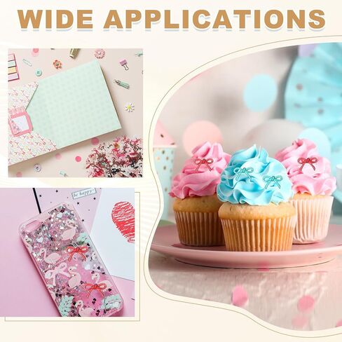 PATIKIL 100Pcs Bow Nail Charms, 0.2" Cute Resin Mini Bows Decorations 3D Nail Bowknot for Birthday Party DIY Crafts Phone Case Jewelry Decoration, Pink in Saudi Arabia
