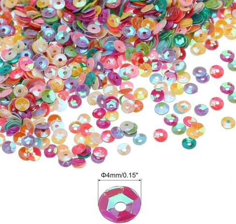 MECCANIXITY Loose Sequins 4MM Glitter Sequins 3000Pcs Cup Sequins Embroidery Sequins for Jewelry Making Crafts Sewing,Multicolored in Saudi Arabia