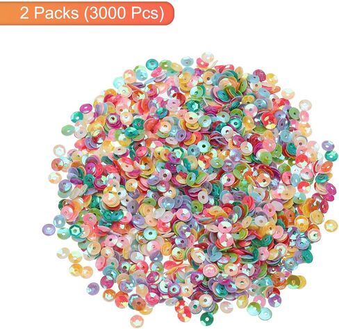 MECCANIXITY Loose Sequins 4MM Glitter Sequins 3000Pcs Cup Sequins Embroidery Sequins for Jewelry Making Crafts Sewing,Multicolored in Saudi Arabia