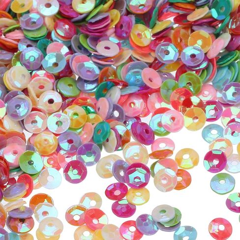 MECCANIXITY Loose Sequins 4MM Glitter Sequins 3000Pcs Cup Sequins Embroidery Sequins for Jewelry Making Crafts Sewing,Multicolored in Saudi Arabia