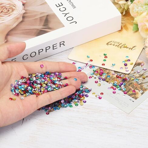 MECCANIXITY Loose Sequins 4MM Glitter Sequins 3000Pcs Cup Sequins Embroidery Sequins for Jewelry Making Crafts Sewing,Multicolored in Saudi Arabia