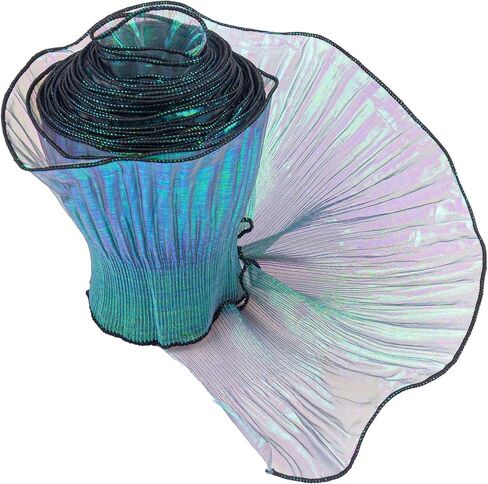 Framendino, 10 Yards Iridescent Green Ruffle Ribbon 4.72inch Ruffles Pleated Chiffon Trim Organza Lace Fabric for Crafts Sewing Dress Craft in Saudi Arabia