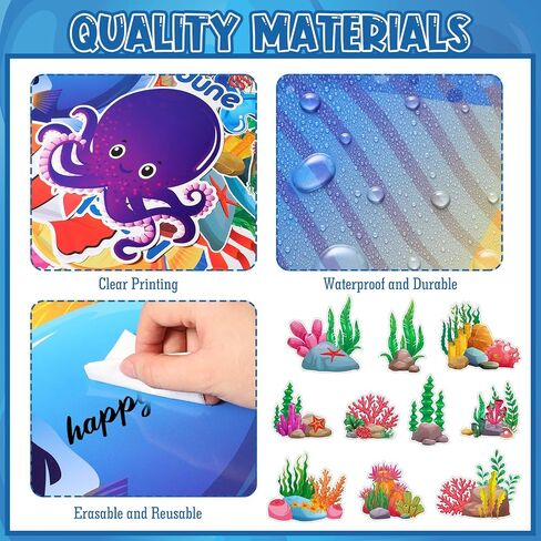 Pasimy Under The Sea Birthday Bulletin Board Set Ocean Theme Classroom Decorations Sea Animals Fish Paper Cutouts Wall Decor for Back to School Happy Birthday Calendar Chart Teacher Supplies (Ocean) in Saudi Arabia