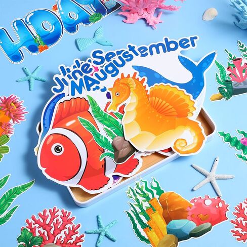 Pasimy Under The Sea Birthday Bulletin Board Set Ocean Theme Classroom Decorations Sea Animals Fish Paper Cutouts Wall Decor for Back to School Happy Birthday Calendar Chart Teacher Supplies (Ocean) in Saudi Arabia