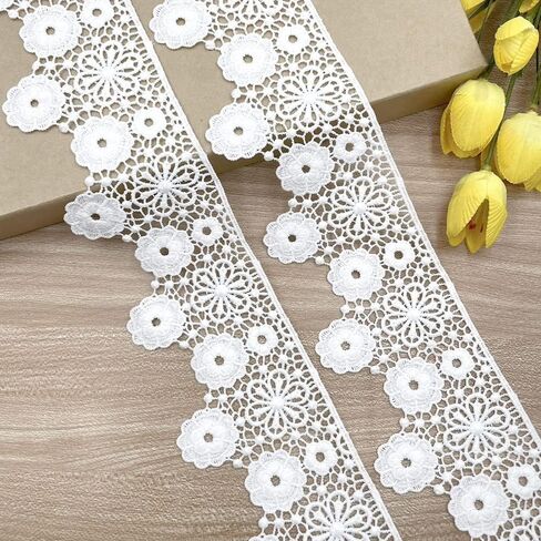 متجر المصمم أبيض البندقية الدانتيل للخياطة ، صياغة (الأزهار) VL 6620 ، 2-5/8 × 3 سنوات ، مع حافة الزهرة المعلقة in Kuwait