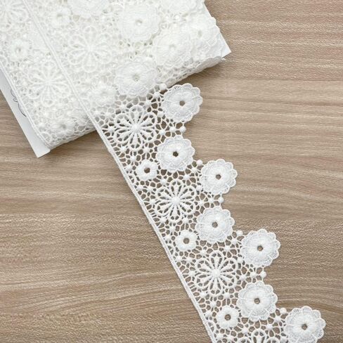 متجر المصمم أبيض البندقية الدانتيل للخياطة ، صياغة (الأزهار) VL 6620 ، 2-5/8 × 3 سنوات ، مع حافة الزهرة المعلقة in Kuwait