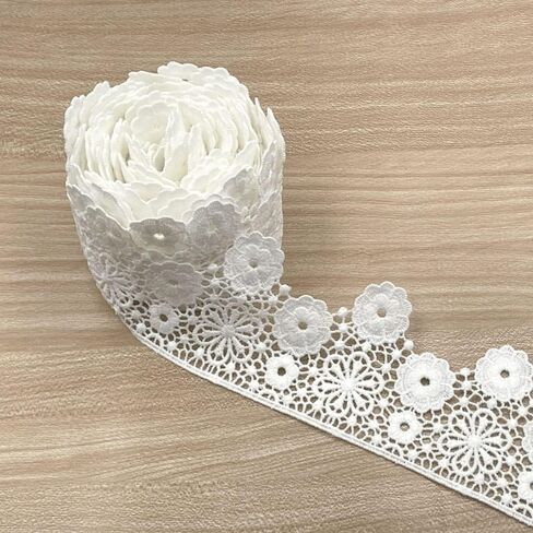 متجر المصمم أبيض البندقية الدانتيل للخياطة ، صياغة (الأزهار) VL 6620 ، 2-5/8 × 3 سنوات ، مع حافة الزهرة المعلقة in Kuwait