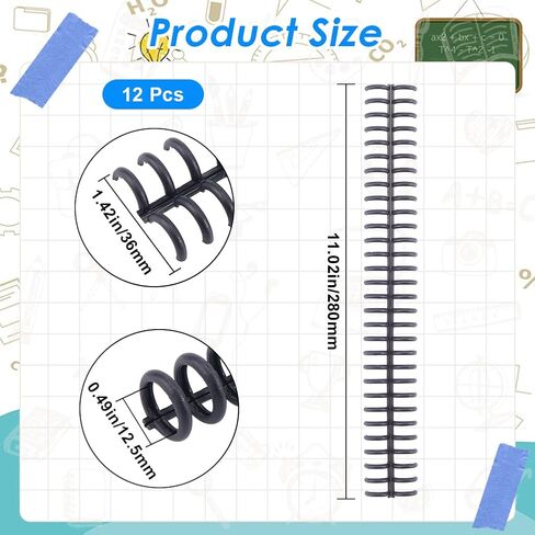 GORGECRAFT 12Pcs Binding Combs Spines 30 Rings Black Plastic Coil Machine Wire Twin Spiral Trimmable Book Binder Adding Pages for Teacher Student Document Notebook File Making 1/2 Inch in Saudi Arabia