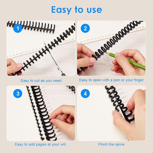GORGECRAFT 12Pcs Binding Combs Spines 30 Rings Black Plastic Coil Machine Wire Twin Spiral Trimmable Book Binder Adding Pages for Teacher Student Document Notebook File Making 1/2 Inch in Saudi Arabia