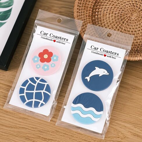 Klmnop 200 Pcs Car Coaster Packaging for Selling, Sublimation Blanks Car Coasters Display Cards and Bags, 6.8 x 2.9 Inch Self-seal Coaster Bag for Auto Sublimation Blanks(White) in Saudi Arabia