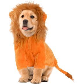 DELIFUR Dog Halloween Lion Costume - Adorable Pet Dress Up Clothes Warmth Cosplay Holiday Coat for Large Dog Funny Outfit Comfort (Orange Lion, Small) in Kuwait