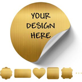 Custom Logo Stickers for Business, Personalised Logo Labels, Waterproof, Perfect for Branding & Packaging (Brushed Gold) in Saudi Arabia