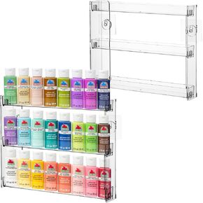 Rainmae 1Pack 3 Tier Paint Storage Display Rack for Apple Barrel Acrylic Paint, Clear Paints Rack, Acrylic Craft Storage Organizer, Miniature Holder for 2oz Bottle, Nail Polish Organizer, Badges in Saudi Arabia