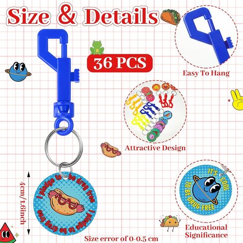 36 Pcs Red Ribbon Week Drug Free Backpack Clip Keychains Red Ribbon Week Awareness Backpack Clip for Anti Drugs Campaigns Events School Supplies Support Groups Fundraisers in Saudi Arabia