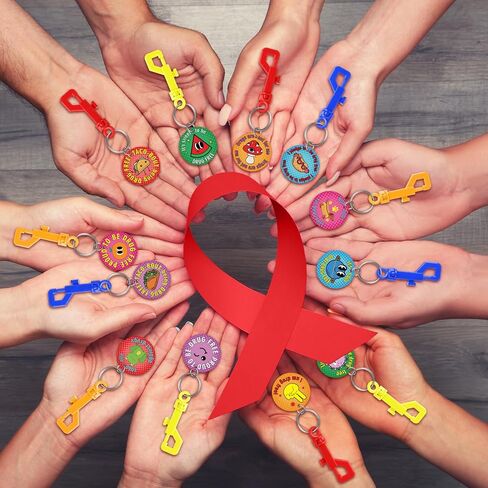 36 Pcs Red Ribbon Week Drug Free Backpack Clip Keychains Red Ribbon Week Awareness Backpack Clip for Anti Drugs Campaigns Events School Supplies Support Groups Fundraisers in Saudi Arabia
