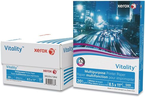 xerox Vitality Multipurpose Print Paper, 92 Bright, 20 lb Bond Weight, 8.5 x 11, White, 500 Sheets/Ream, 3 Reams/Carton in Saudi Arabia