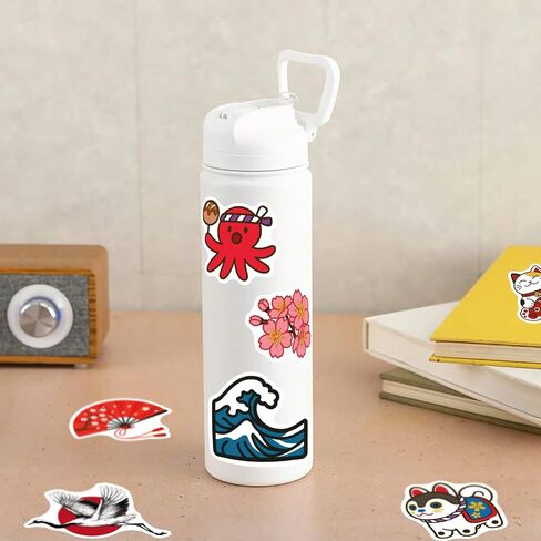 Japanese Traditional Culture Stickers, 50 Pcs Vinyl Waterproof Japan Travel Decal for Laptop Water Bottle Phone Car Window Bike Motorcycle Stakeboard Scrapbook in Saudi Arabia