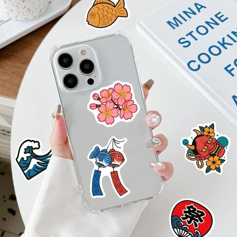 Japanese Traditional Culture Stickers, 50 Pcs Vinyl Waterproof Japan Travel Decal for Laptop Water Bottle Phone Car Window Bike Motorcycle Stakeboard Scrapbook in Saudi Arabia