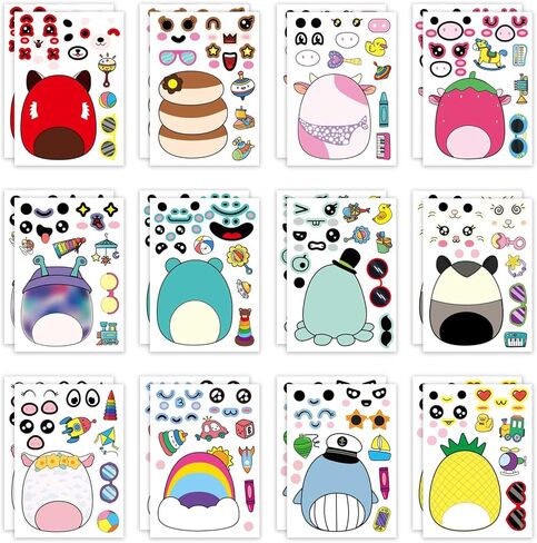 24 Sheets Cute Anime Make a Face Stickers,Birthday Supplies,Birthday Party Favor Supplies Craft in Saudi Arabia