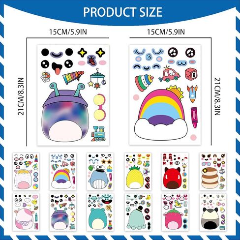 24 Sheets Cute Anime Make a Face Stickers,Birthday Supplies,Birthday Party Favor Supplies Craft in Saudi Arabia