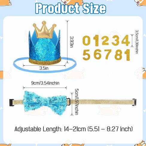 Dog Birthday Party Supplies, Blue Birthday Bandana Scarf, Dog Birthdays Crown Hat and Cute Bow Tie Puppy Pet Celebration Party Accessories with Number Decorations for Small Dogs in Saudi Arabia