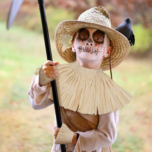 5 Pieces Scarecrow Straw Kit Paper Scarecrow Costume Accessories Neck Arm and Ankle Ties for Party Accessory Halloween Decoration in Saudi Arabia