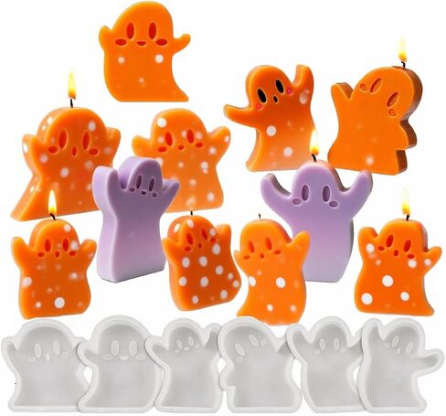 6 Pcs Halloween Ghost Silicone Mold, Ghost Candle Resin Molds for Making Soap, Candle, Chocolate, Clay Mold, DIY Crafts Home Decorations in Saudi Arabia