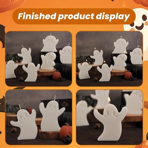6 Pcs Halloween Ghost Silicone Mold, Ghost Candle Resin Molds for Making Soap, Candle, Chocolate, Clay Mold, DIY Crafts Home Decorations in Saudi Arabia