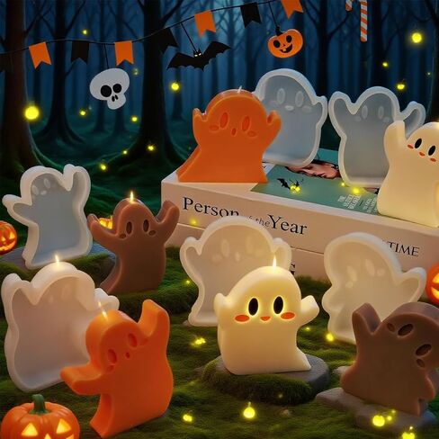 6 Pcs Halloween Ghost Silicone Mold, Ghost Candle Resin Molds for Making Soap, Candle, Chocolate, Clay Mold, DIY Crafts Home Decorations in Saudi Arabia