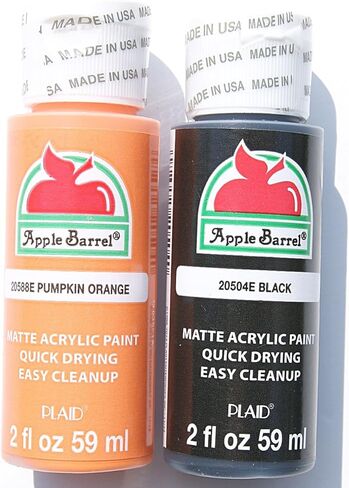 Apple Barrel Halloween and Fall Acrylic Paint Set - Pumpkin Orange and Black Bundle (2 Ounces Each) in Saudi Arabia