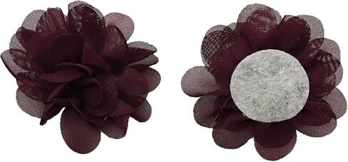 20 PC Burgundy Chiffon Flower Lace Fabric Flowers Sewing Fabric Appliques 2 Inch in Kuwait