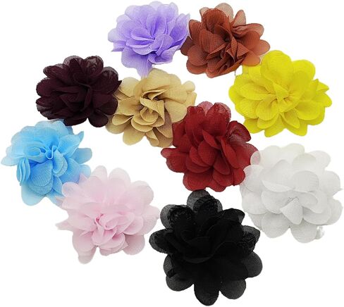 20 PC Burgundy Chiffon Flower Lace Fabric Flowers Sewing Fabric Appliques 2 Inch in Kuwait