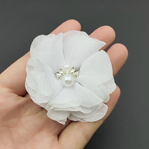 20 PC Burgundy Chiffon Flower Lace Fabric Flowers Sewing Fabric Appliques 2 Inch in Kuwait