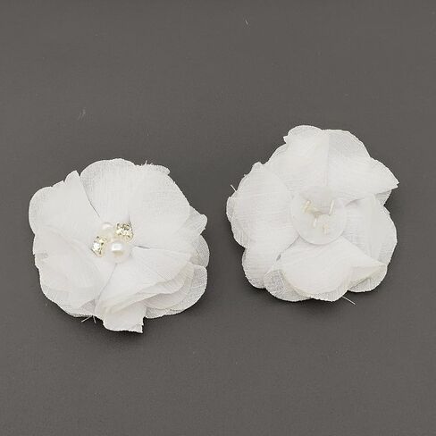 20 PC Burgundy Chiffon Flower Lace Fabric Flowers Sewing Fabric Appliques 2 Inch in Kuwait